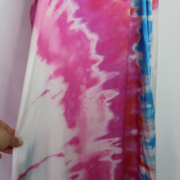 Retrofete Silk Marlene Cotton Candy Maxi Slip Dress Tie Dye Print High Slit M - Picture 13 of 16